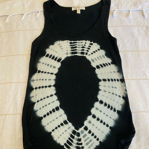 Kenar Black & White Tie Dye Tank with Curved Hem Size M - Picture 1 of 4
